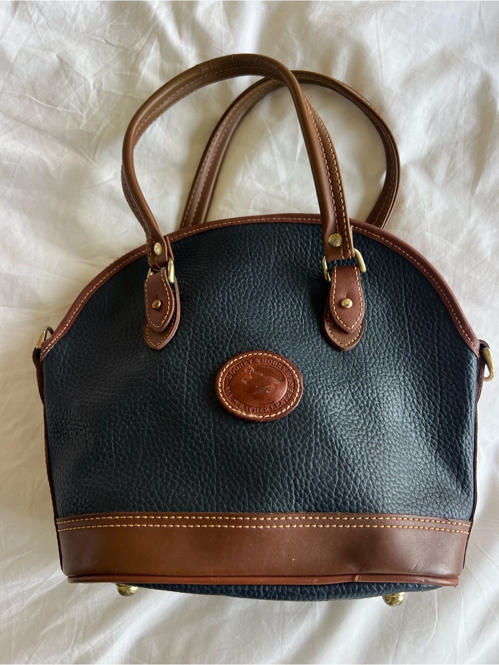 Dooney & Bourke Black and Brown Pebbled Leather Satchel